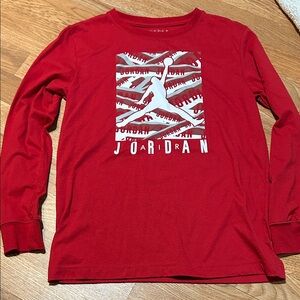 Jordan Red Long Sleeve Tee with Logo